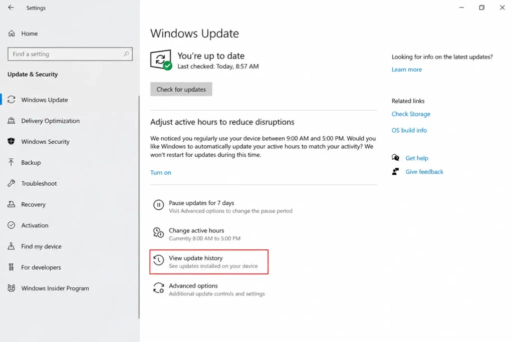 Command Prompt window showing the WUSA command to uninstall a specific Windows update KB.