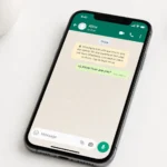 Smartphone screen displaying WhatsApp messenger with single grey tick showing message sent but not yet delivered to recipient