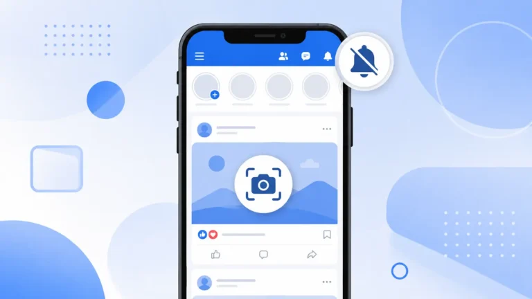 Smartphone screen showing a social media app with a muted notification bell, illustrating that does Facebook notify screenshots