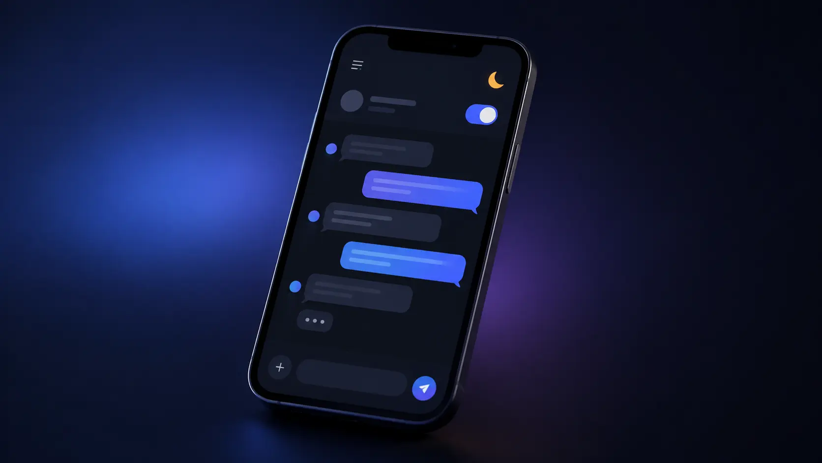 Instagram message dark mode enabled on a smartphone screen with dark chat theme